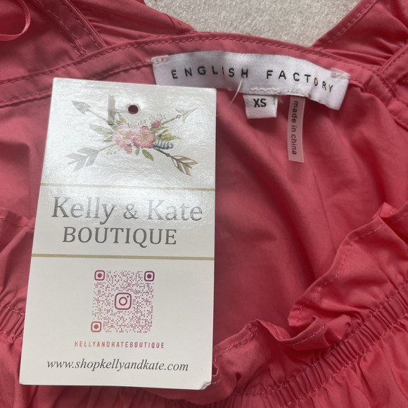 English Factory Shirt Women Extra Small Pink Ruffle‎ Tuckernuck Mae Blouse Top - Picture 4 of 11